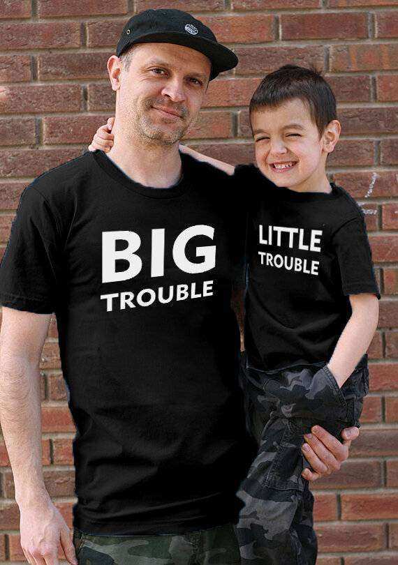 Tshirthane - Big Trouble Little Trouble Baba Oğul Tshirt
