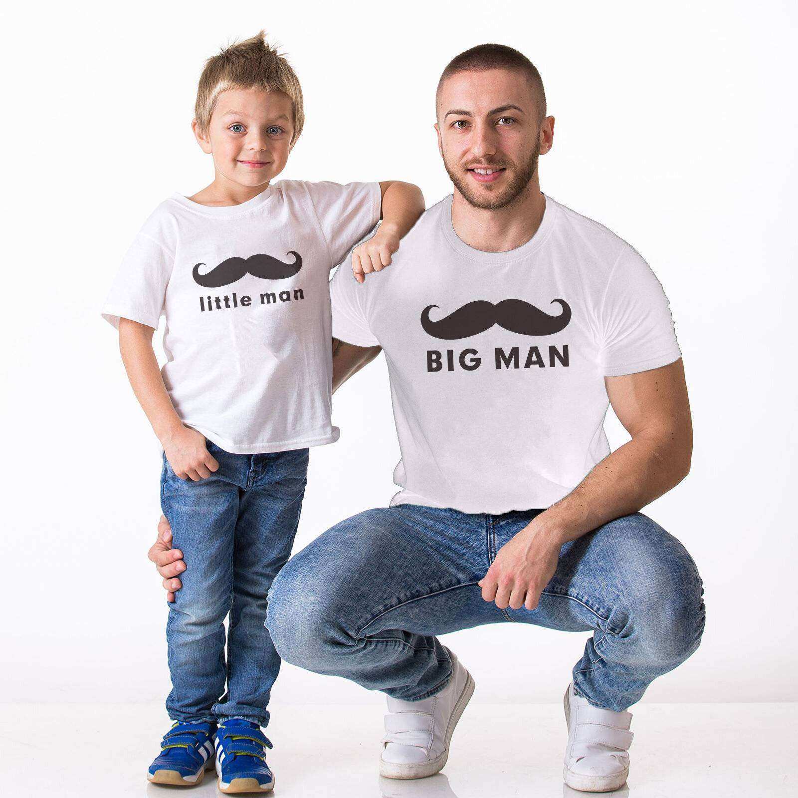 Tshirthane - Bigman,Little Man Baba Oğul Tshirt Beyaz Tişört